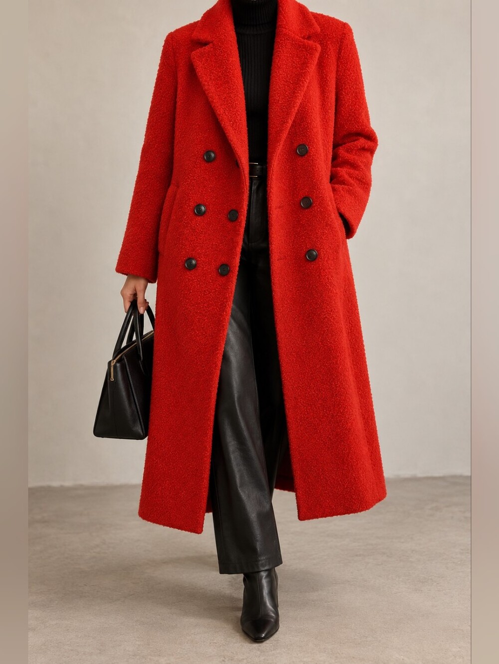 ONLY SOFT BOUCLÉ FABRIC LONG COAT SIZE SMALL